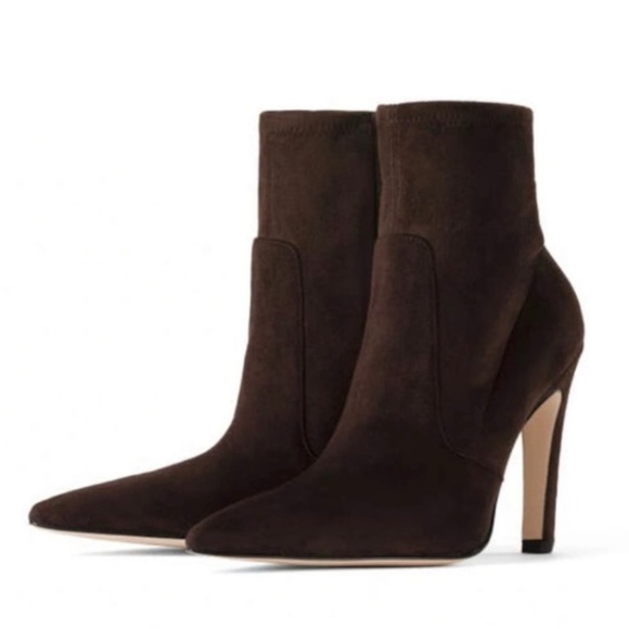 GOOD AMERICAN ICON 110 ANKLE BOOTIES IN CHOCOLATE BRWn SUEDE SIZES: 7 & 9.5 NWOB - Picture 1 of 11